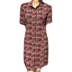 J. Jill Shirt Dress Button Front Women’s Size 4 P Petite Roll Tab Sleeve Printed